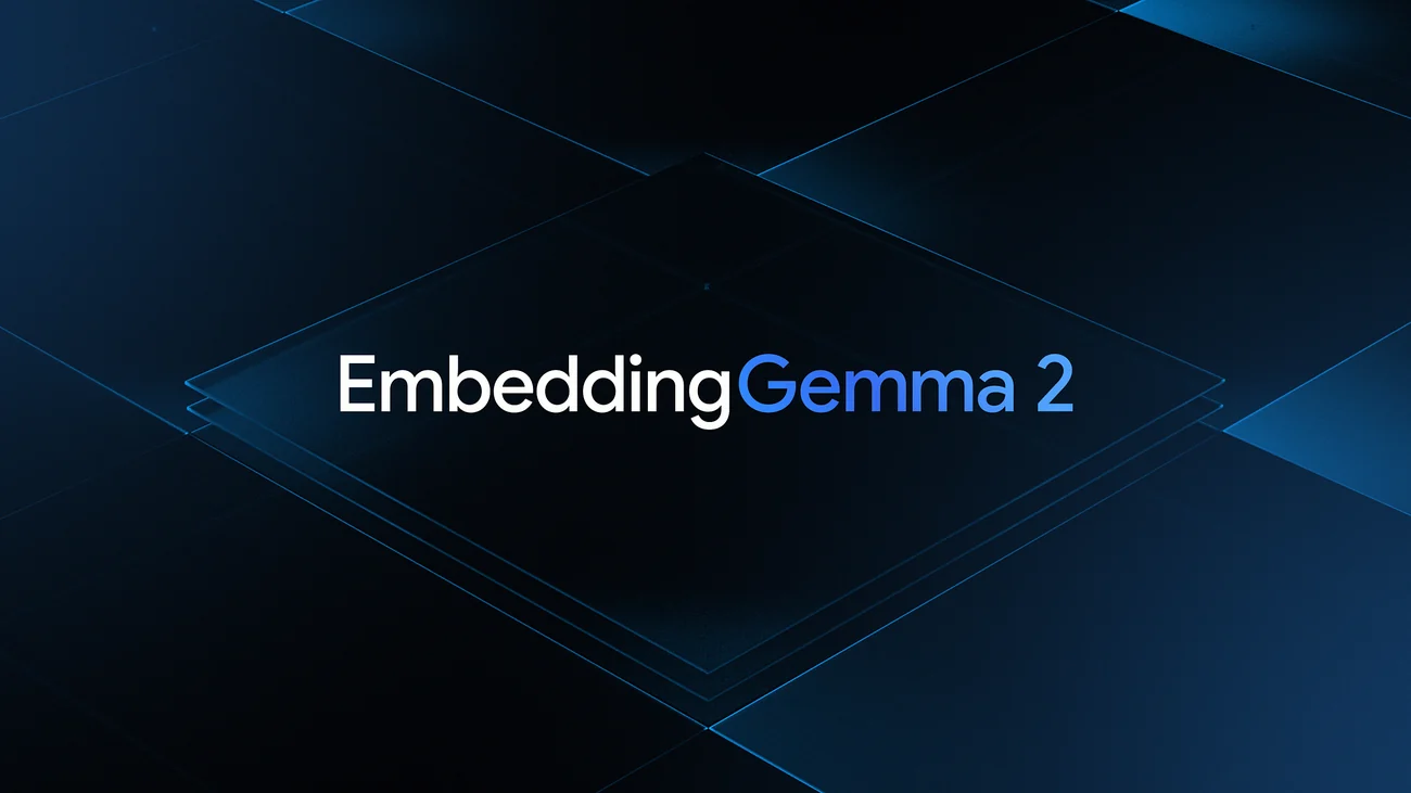 Google’s blue EmbeddingGemma 2 launch graphic